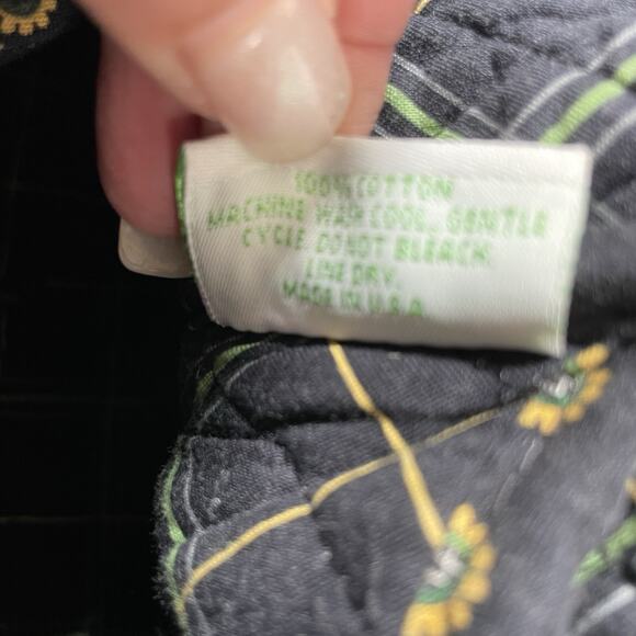 Vera Bradley Vibrant Black Carry All Adjustable Shoulder Bag Vintage - Picture 10 of 10